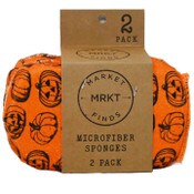 Wholesale - 2pk Orange Sketchy Pumpkin Printed Sponges C/P 24, UPC: 195010164085